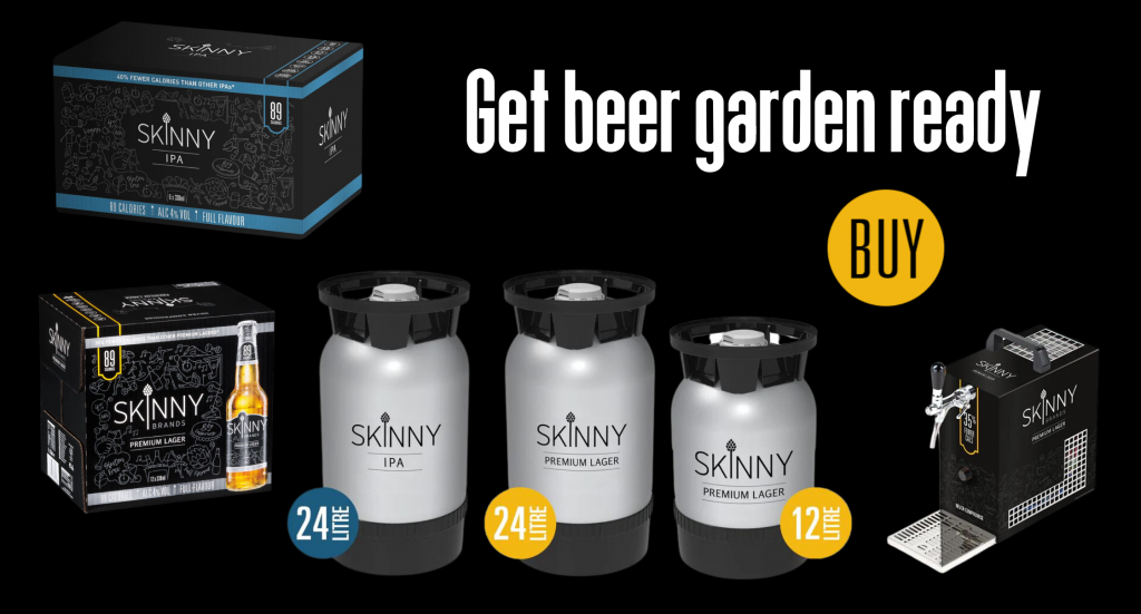 Get beer garden ready banner with SkinnyBrands' kegs, draught units and beers